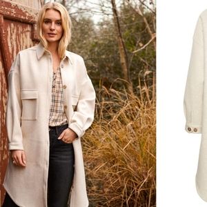 Long cream shirt jacket / shacket